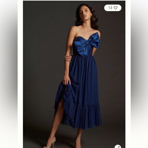 Anthropologie Hutch Tulle Bow-Tie Midi Dress